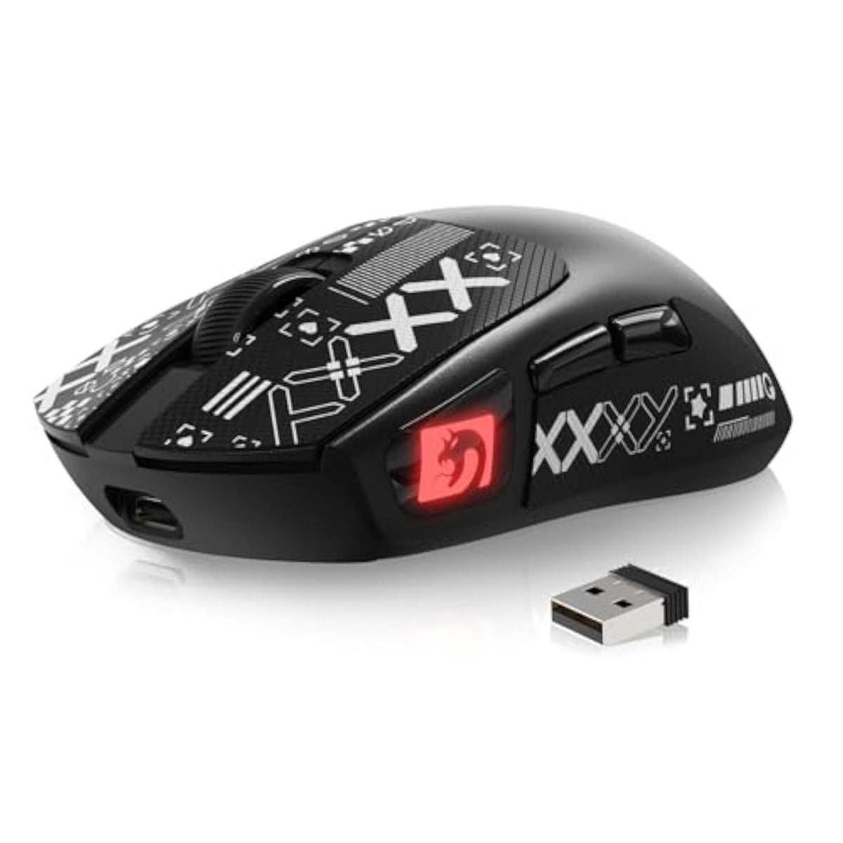 M4 Wireless Gaming Mouse, 52G Lightweight Bt/2.4Ghz/Wired Computer Mouse, Paw3311 24K Dpi Optical Sensor, 200H Battery Life, Griptape, Programmable Mice For Pc/Win/Mac (Black)