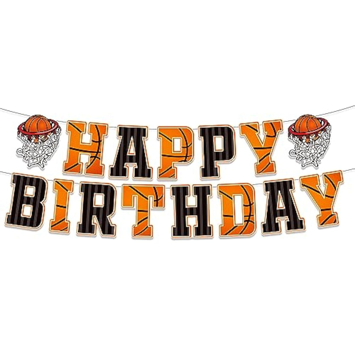 Basketball "Happy Birthday" banner and slam dunk garland for basketball-themed parties