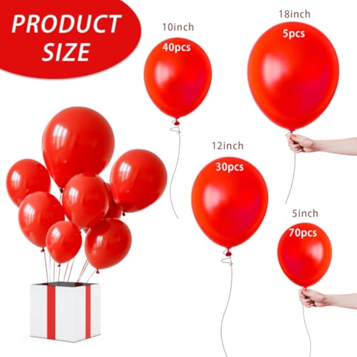Red Balloon,145Pcs Latex Premium Red Balloons Arch Kit Different Sizes 18 12 10 5 Inch,Balloon Garland Arch Kit For Birthday Party Baby Shower Wedding Valentines Day Christmas Anniversary Decoration