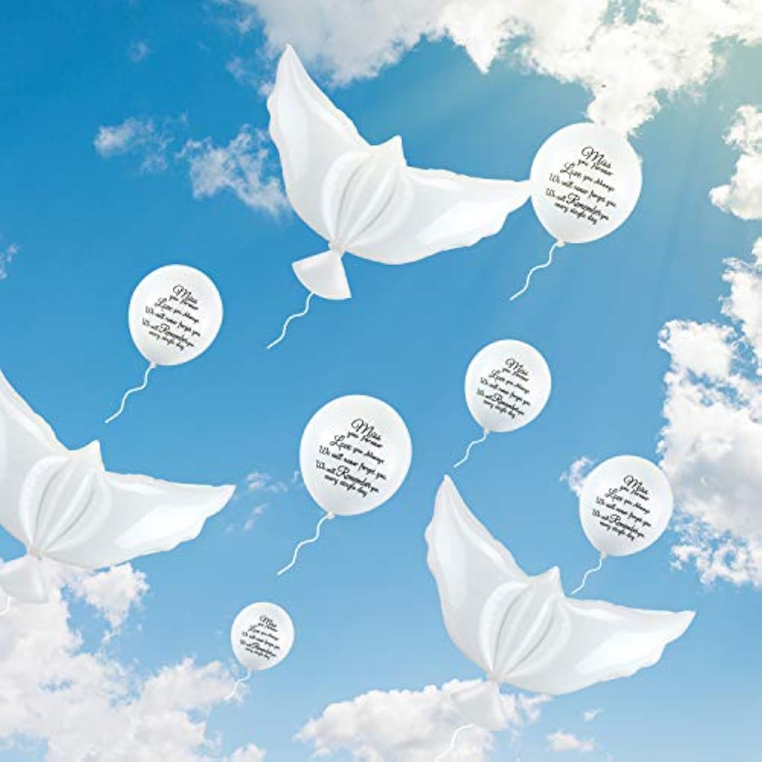 36 Pieces Memorial Balloons To Release In Sky Memory Peace Dove Balloons Helium For Funeral, Condolence, Funeral, Anniversary, Memorial Services(White)