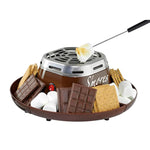 Tabletop Indoor Electric S'Mores Maker - Smores Kit With Marshmallow Roasting Sticks And 4 Trays For Graham Crackers, Chocolate, And Marshmallows - Movie Night Supplies - Brown