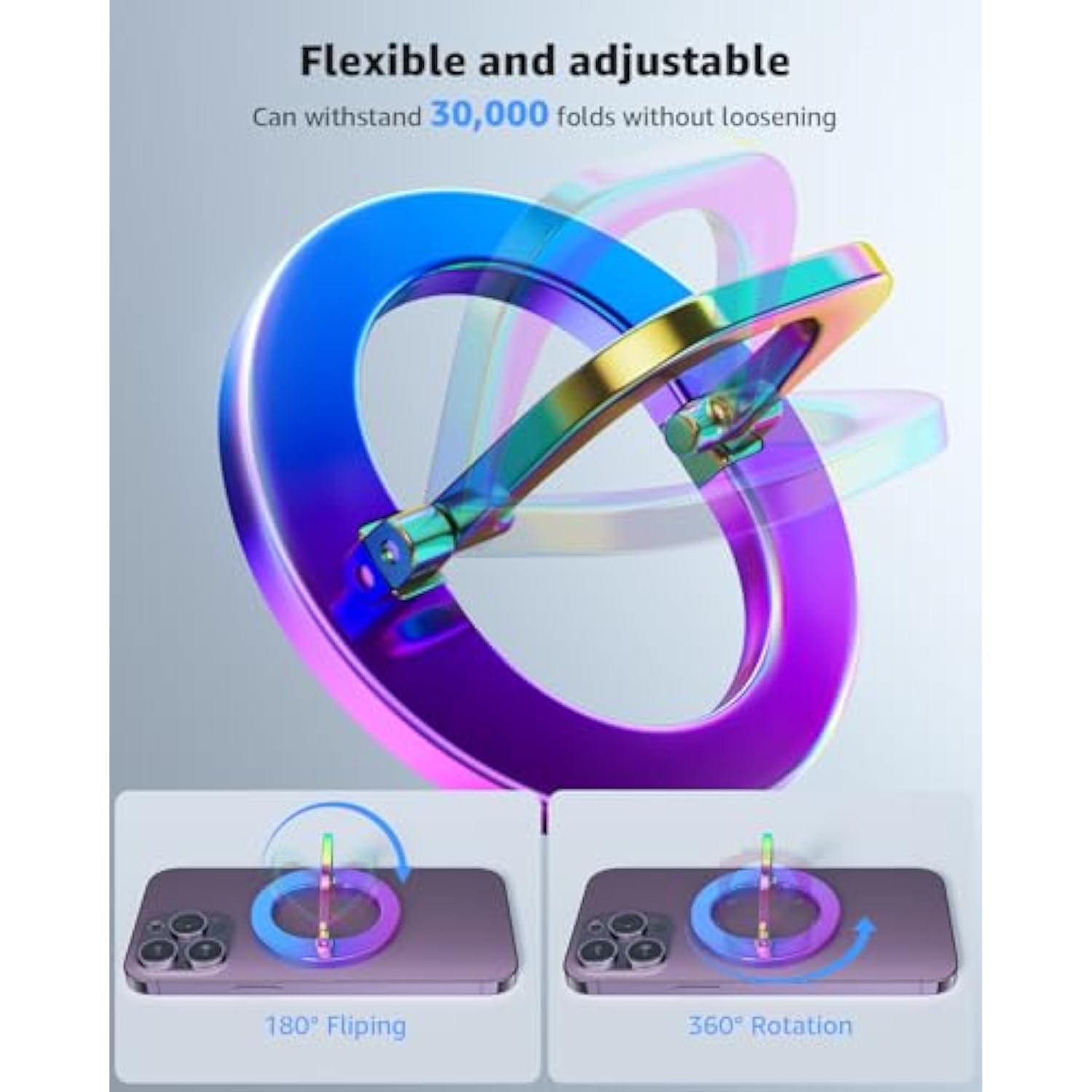 [2025 Newest] For Magsafe Phone Grip, Stylish Cool Magnetic Ring Holder With Adjustable Stand, Removable Magsafe Accessories Only For Iphone 16/15/14/13/12 Series And Mag Safe Case - Colorful