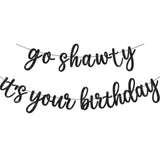 Go Sha It'S Your Birthday Banner, Hip Hop Birthday Party Decorations Supplies, Rap Theme Bday Bunting Sign, Pre-Strung, Photo Props (Black)