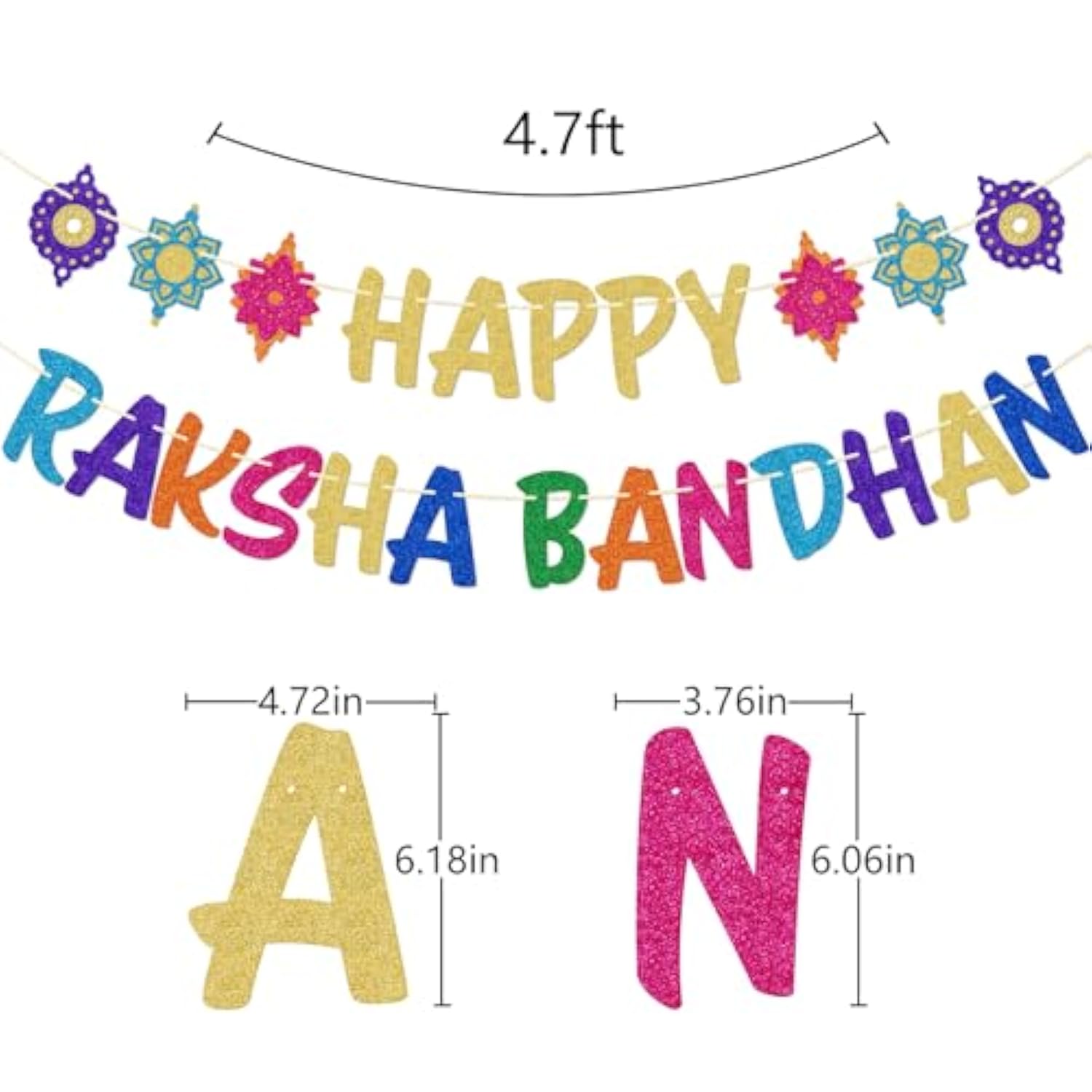Raksha Bandhan Decorations, Happy Raksha Bandhan Banner, Pre-Strung for Ceremony