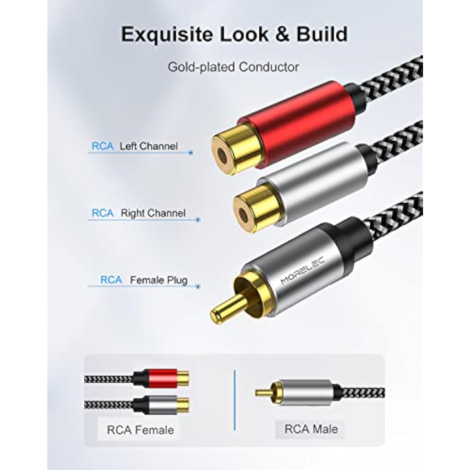 Rca Splitter - Nylon Braided Rca Splitter 1 Male To 2 Female, Rca Y Splitter C