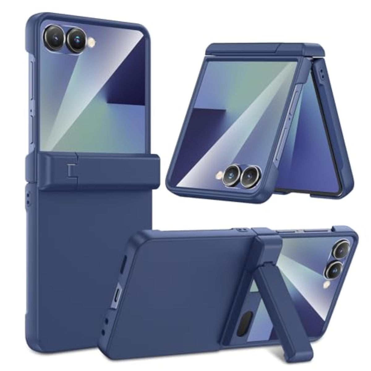 Samsung Galaxy Z Flip 7 Case with Hidden Kickstand, Blue - Premium Protection and Stylish Design