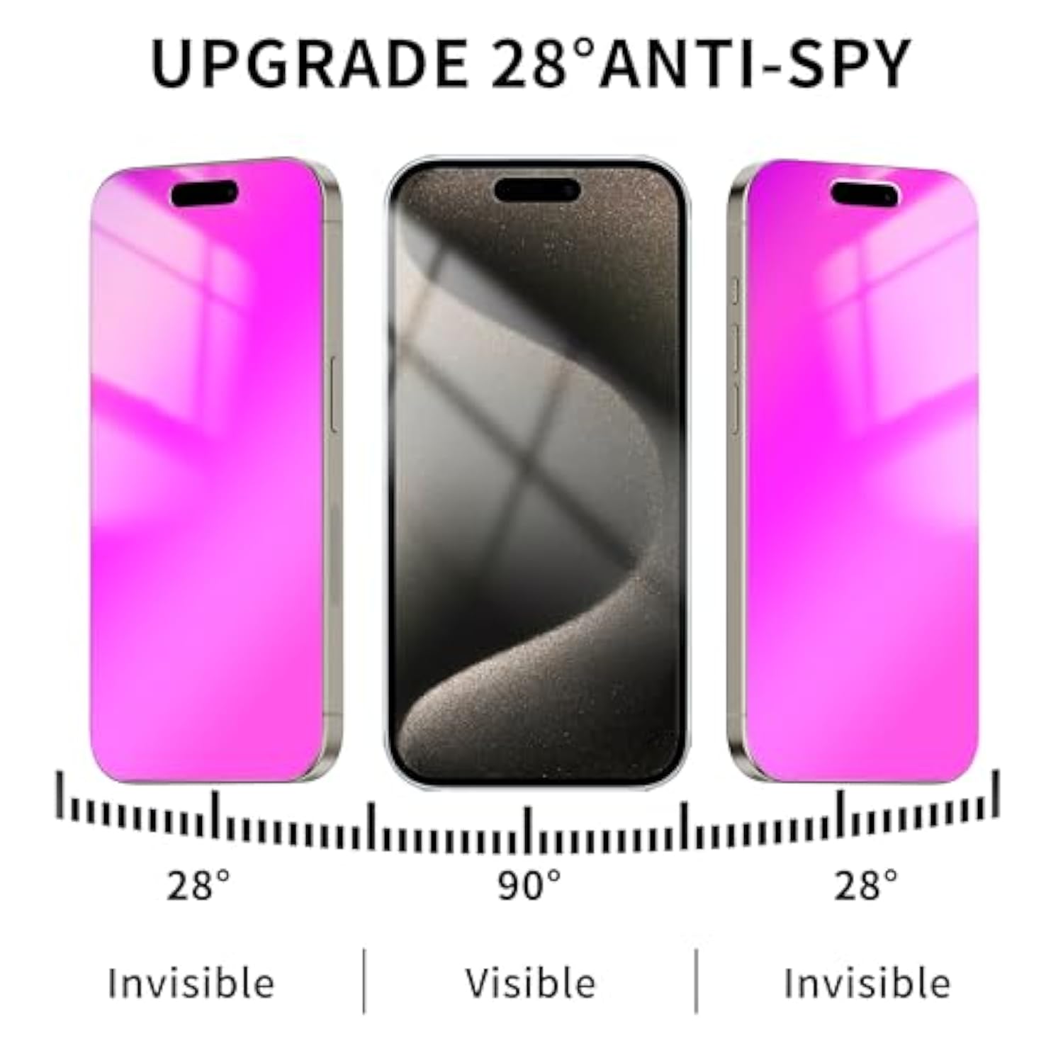 For Iphone 15 Pro Max Privacy Screen Protector 6.7 Inch Gradient Colorful 15 Promax Tempered Glass 28° Anti-Spy Private Anti Blue Light Full Coverage Anti-Scratch Hd Easy Installation Frame 2