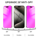 For Iphone 15 Pro Max Privacy Screen Protector 6.7 Inch Gradient Colorful 15 Promax Tempered Glass 28° Anti-Spy Private Anti Blue Light Full Coverage Anti-Scratch Hd Easy Installation Frame 2