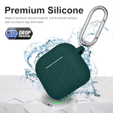 Compatible With Airpods 4Th Generation Case Cover, Soft Protective Silicone Skin With Clean Kit Accessories For Apple Airpods 4 Gen 2024, Front Led Visible, Dark Green