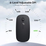 Bluetooth Wireless Mouse For Laptop, Rechargeable Silent Computer Mouse (Bluetooth 5.2/3.0 & 2.4G), Ultra-Thin, 6-Level Adjustable 4800 Dpi Bluetooth Mouse For Mac Os, Ipad, Windows, Android