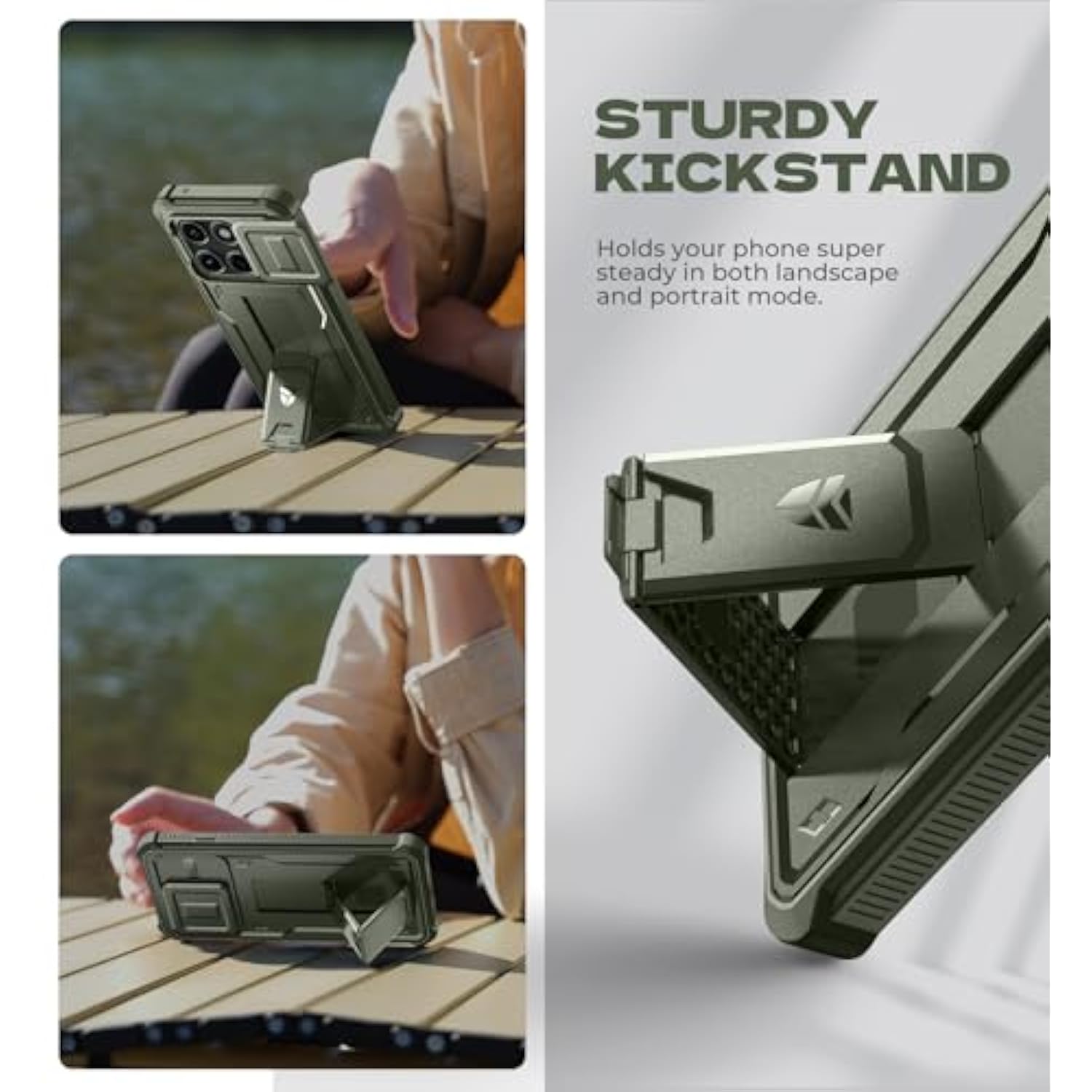 For Motorola Moto Edge 2025 Case, [2 Front Frame] [Built-In Magnetic Slide Camera Cover & Kickstand] Heavy Duty Protection Shockproof Phone Case With Screen Protector, 6.7 Inch Army Green