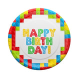 Building Block Deluxe Party Supplies Pack (137 Pieces For 16 Guests) - Gamer Birthday Decorations, Gamer Party Supplies , Blocks Party Decor, Brick Birthday,