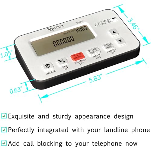 Enf860 Call Blocker For Landline Phones, Blacklist/Whitelist Dual Mode, Block Spam Calls By Number And Name