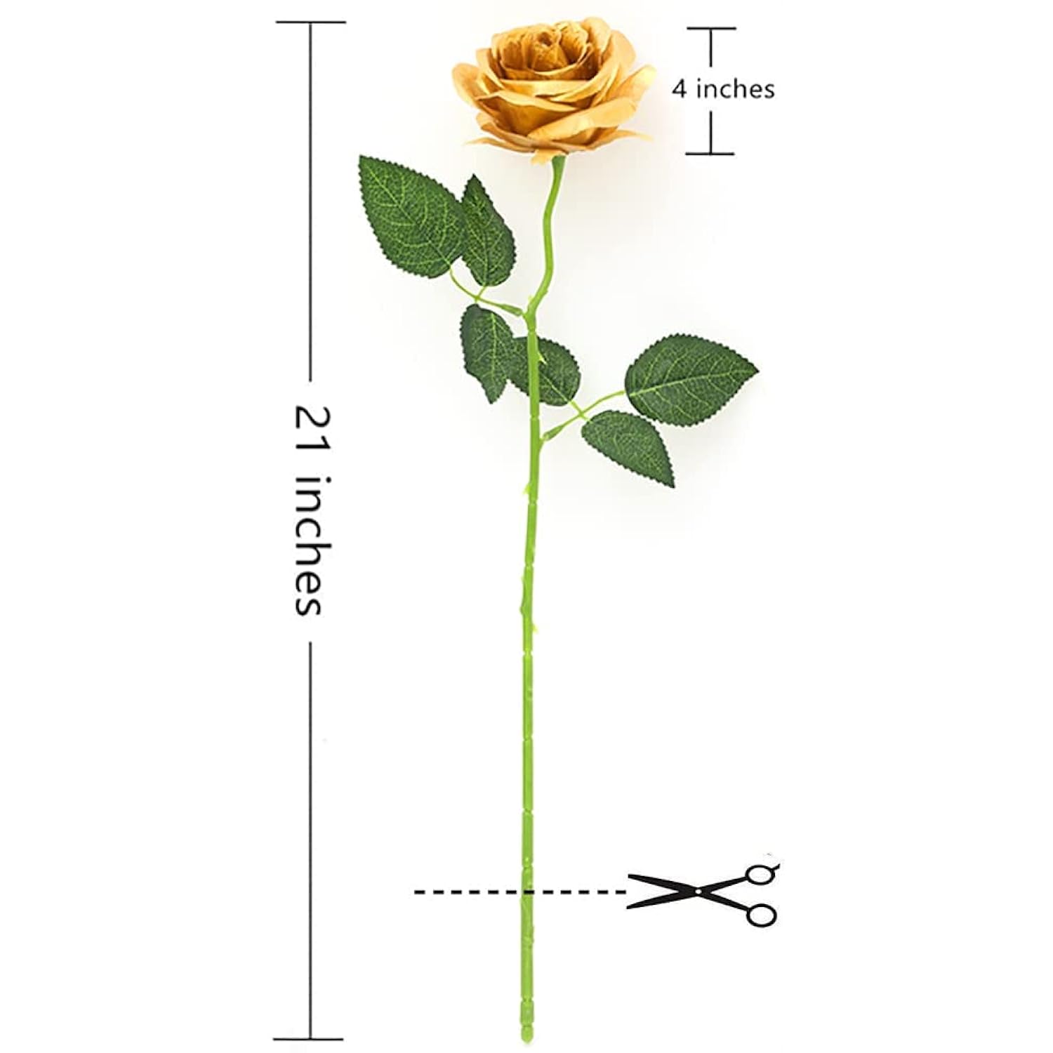 12 Pcs Artificial Flowers Gold Roses Fake Silk Flower Long Stem Artificial Roses For Home Wendding Bathroom Party Decorations (Gold)