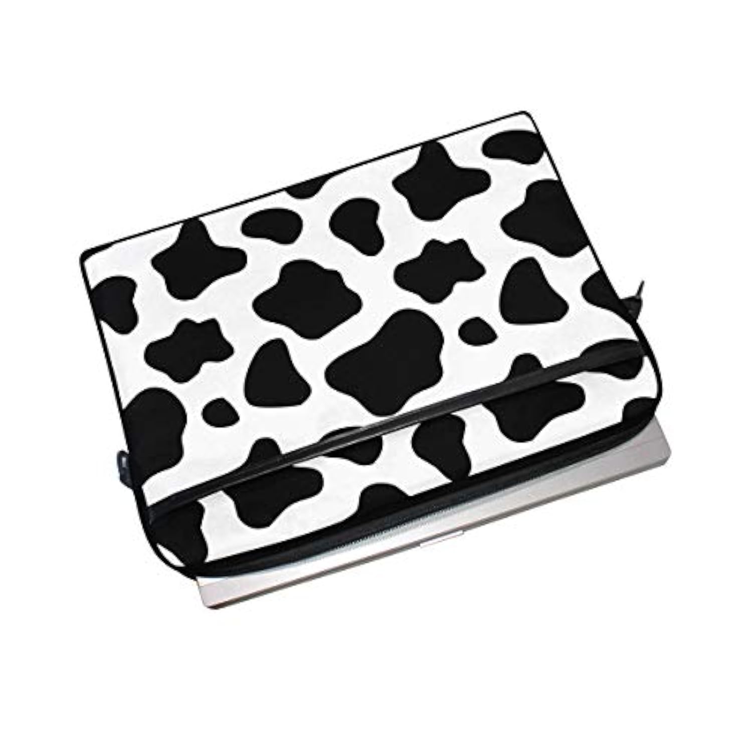 Alaza Black And White Cow Print Laptop Case Bag Sleeve Portable Crossbody Messenger Briefcase Convertible W/Strap Pocket For Macbook Air Pro Surface Dell Asus Hp Lenovo 14-15.4 Inch