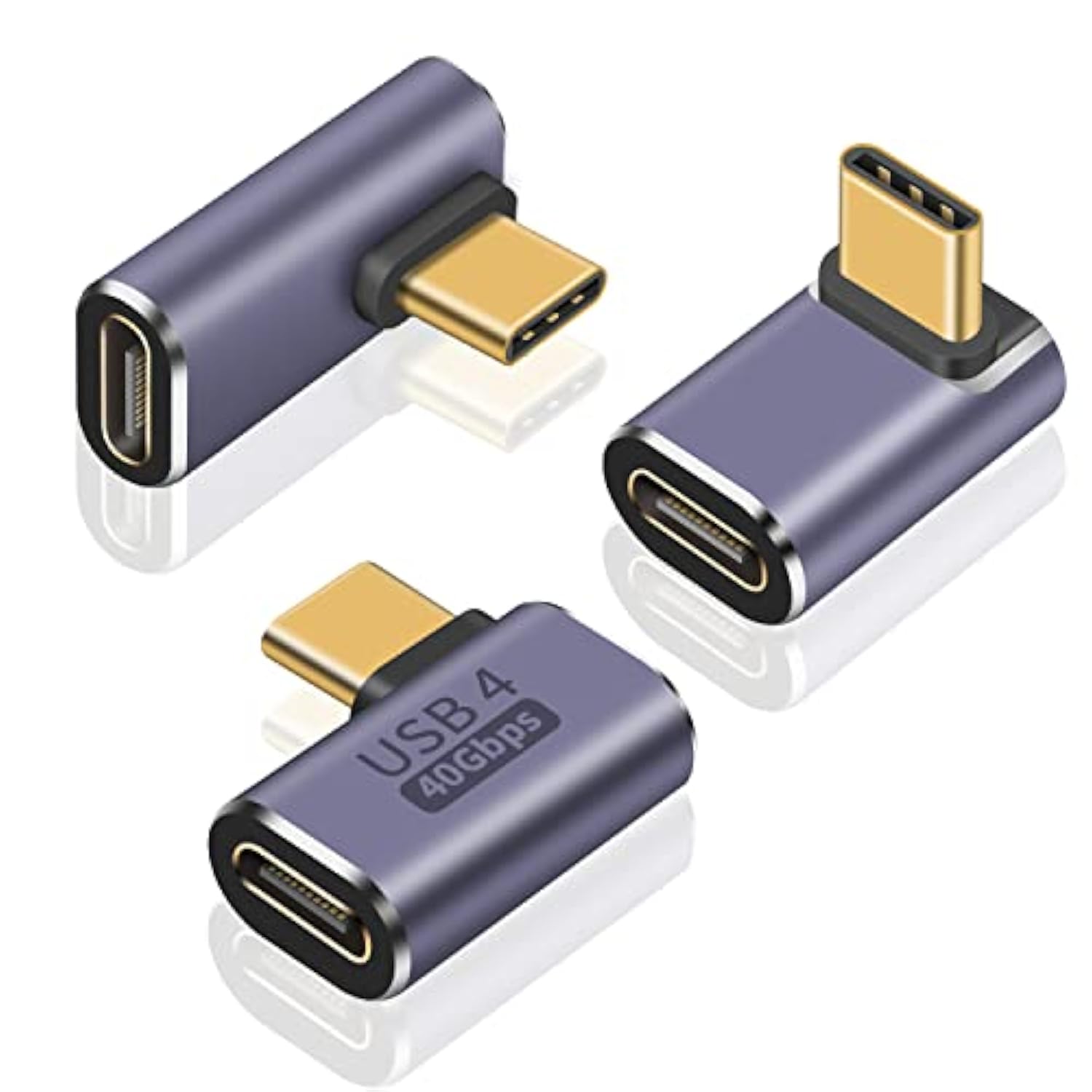 Usb C Adapter 40Gbps, 3Pack 90 Degree Usb C Adapter Pd, Right Angle Usb C Adap