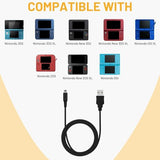 1PC 3.9FT 3DS Charger Cable + 1PC Dual Mode USB Type-C Charging Cable Adapter for New 3DS XL, 3DS XL