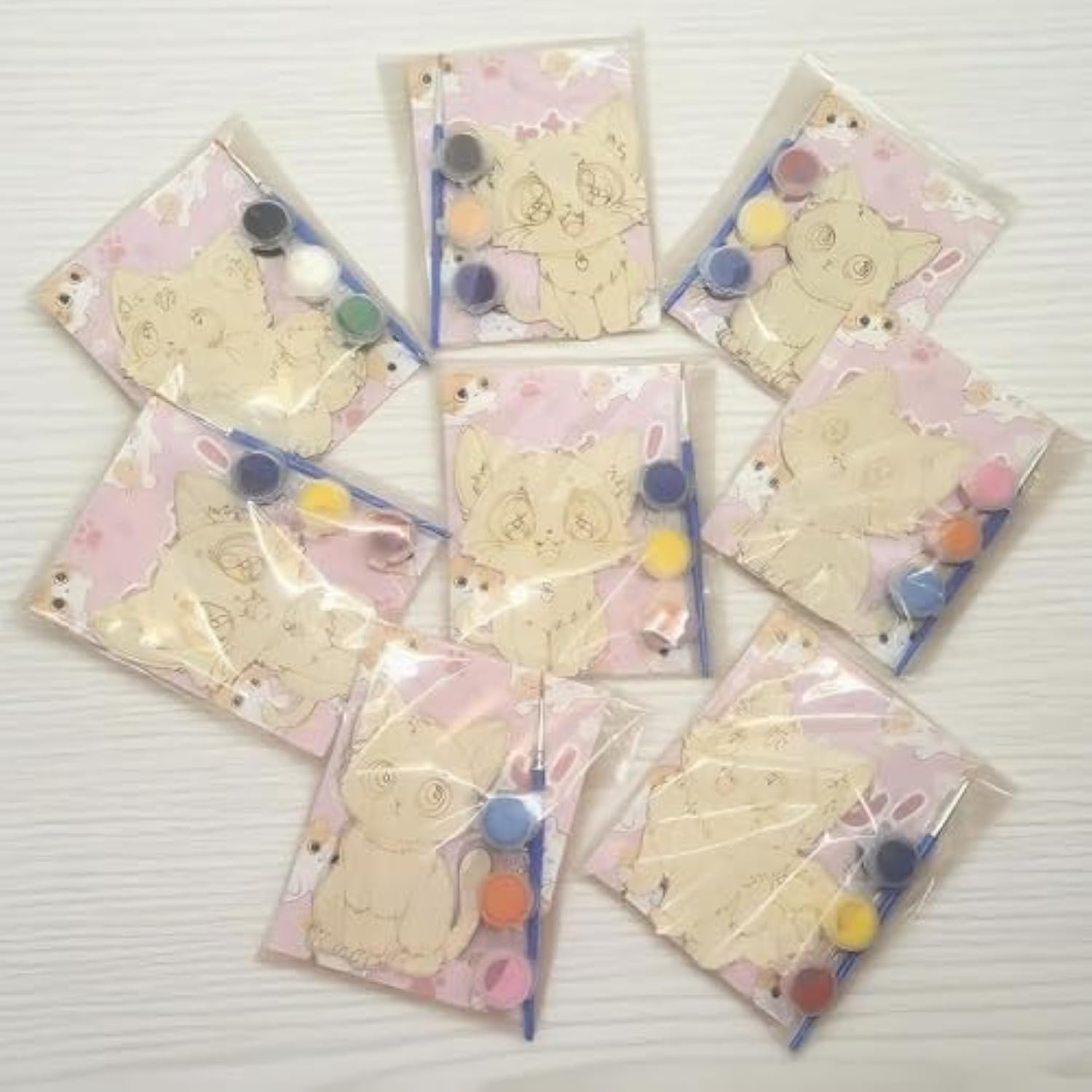 Cat Party Favors - 24 Pcs Cat Birthday Party Supplies - Cat Wooden Painting Kit For Kids With Cat Cards Cat Birthday Decorations Goodie Bags Gifts Prizes For Kids Girls Toddler