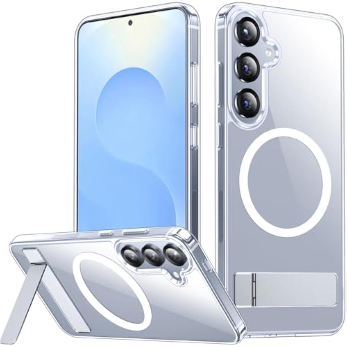 Magnetic For Samsung Galaxy S25 Case, [3 Stand Ways][ Grade Drop Protection] With Invisible Stand Shockproof Slim Case For Samsung Galaxy S25 6.2", Clear