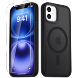 For Iphone 11 Case, Magnetic Phone Cover With 1 Screen Protector, Compatible With Magsafe, Military Grade Protection, Translucent Matte Frosted Back, Black