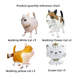5 Pcs Cat Balloons Walking Cat Birthday Decorations for Kids Cat Lovers