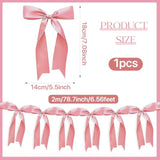 1 Pcs Pink Bow Garland Banner Decorations, Pre-String Satin Ribbon Party Decor, 'She'S Tying The Knot' Bow Garland For Coquette Bridal Shower Wedding Bachelorette Birthday Baby Shower Party Supplies
