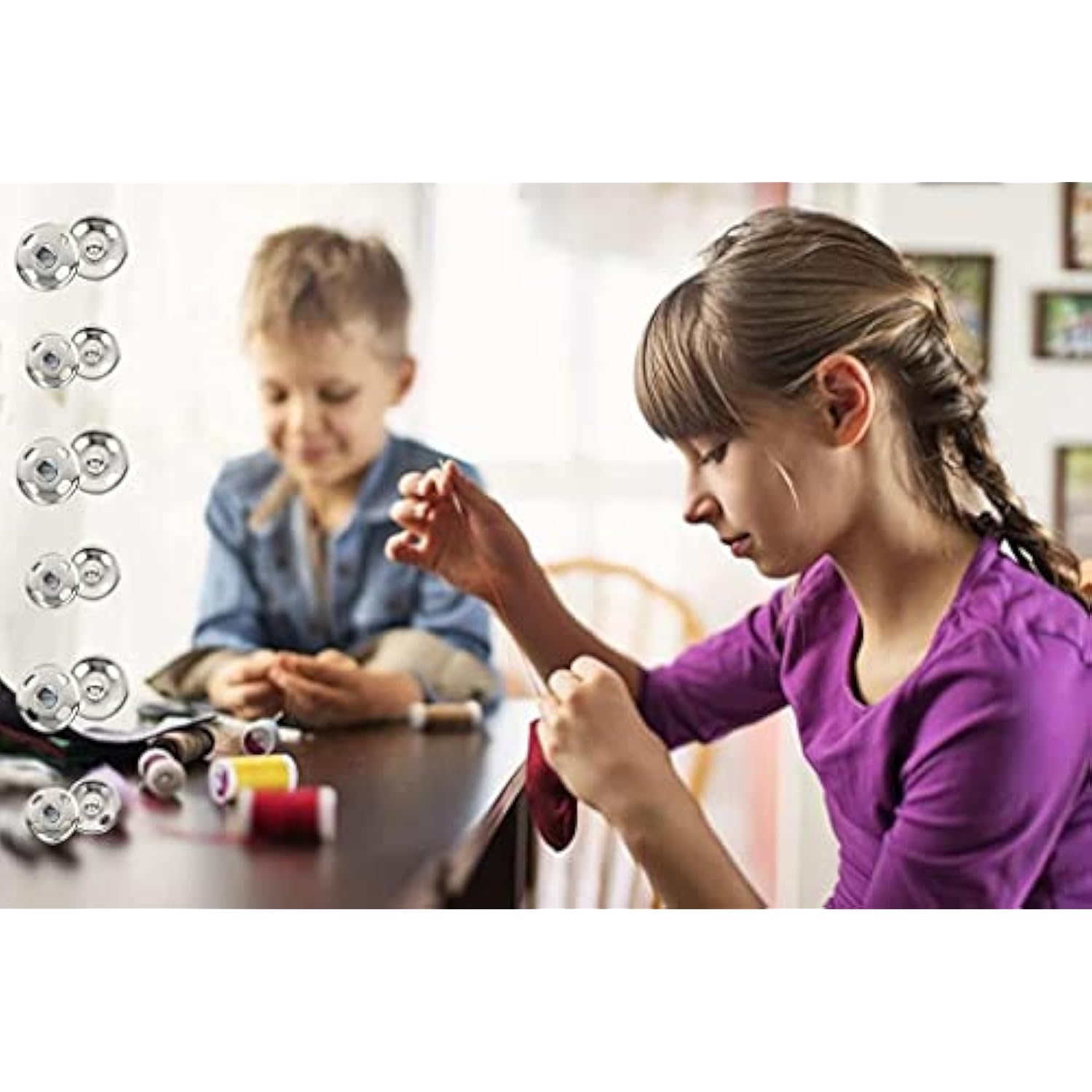 200 Sets Sew-On Snap Buttons, 12Mm And 10Mm Metal Snaps Fasteners Pres