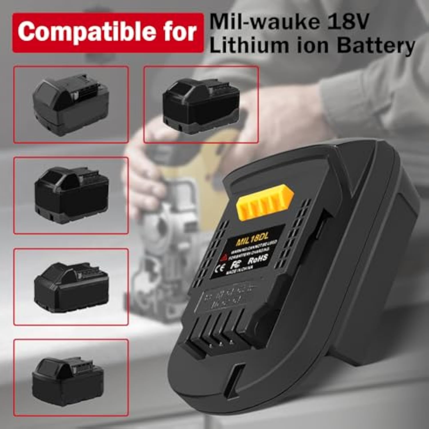Milwaukee M18 to Dewalt 20V Battery Adapter Converter for Lithium Tools