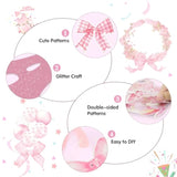 Pink Bow Birthday Decorations: Glitter Banner & Swirls (25 Pcs)