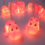 4.9 Ft / 1.5 M 10 Lights Battery Powered Cute Animal Pink Hippo Shape Led String Lights For Indoor/Outdoor Halloween Chr