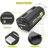 6.0Ah Battery Replace For Ryobi 40V Lithium-Ion Battery 6.0Ah Op4040 Op4050A Op40602 Op40201 Compatible With Ryobi 40-Volt Cordless Power Tools And 40V Battery Chargers