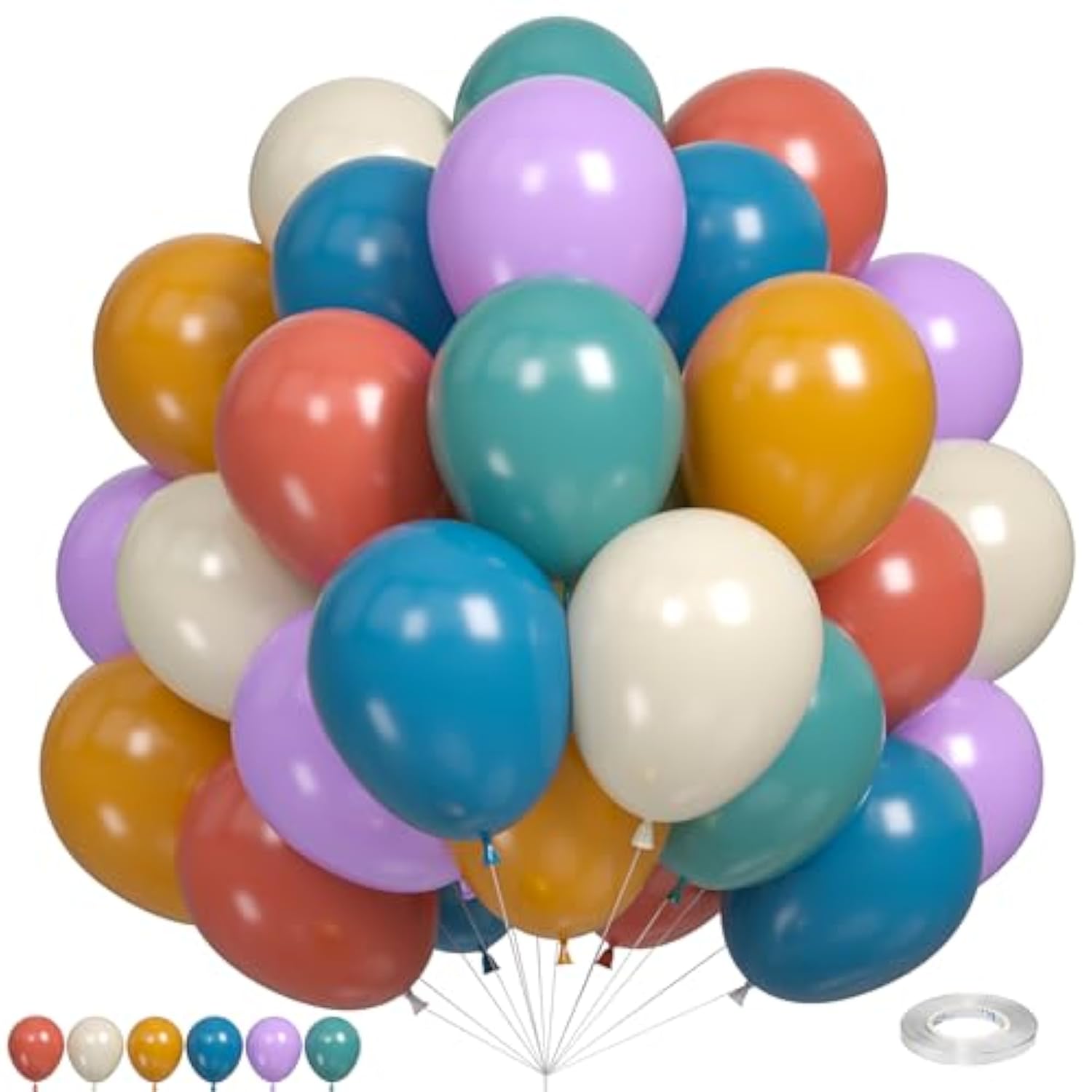 Boho Rainbow Balloon Arch Kit Ivory White Yellow Orange Blue Purple Balloons for Party Decor