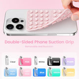 Klearlook Silicone Double-Sided Suction Cup Phone Case Detachable Mount, Sticky Phone Grip With Higher Suction Power For , Hands-Free Phone Accessories Holder For Selfies And Videos, Light Pink