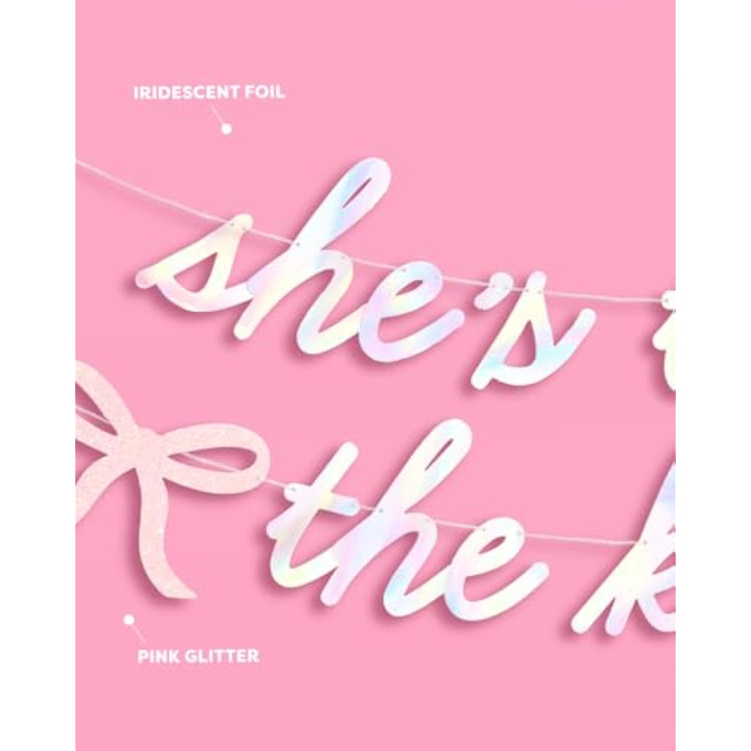 She’s Tying the Knot Iridescent Foil Banner 4.5Ft Bachelorette Engagement Decor