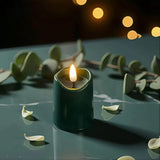 Simplelight Green Flameless Votive Candles With Timer, Realistic Black Wick Advent Wreath Candles Battery Operated, Battery Included, D 1.8” X H 3.1”, Set Of 6 For Christmas Decoration(Green)