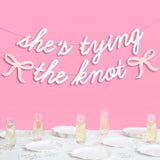 She’s Tying the Knot Iridescent Foil Banner 4.5Ft Bachelorette Engagement Decor