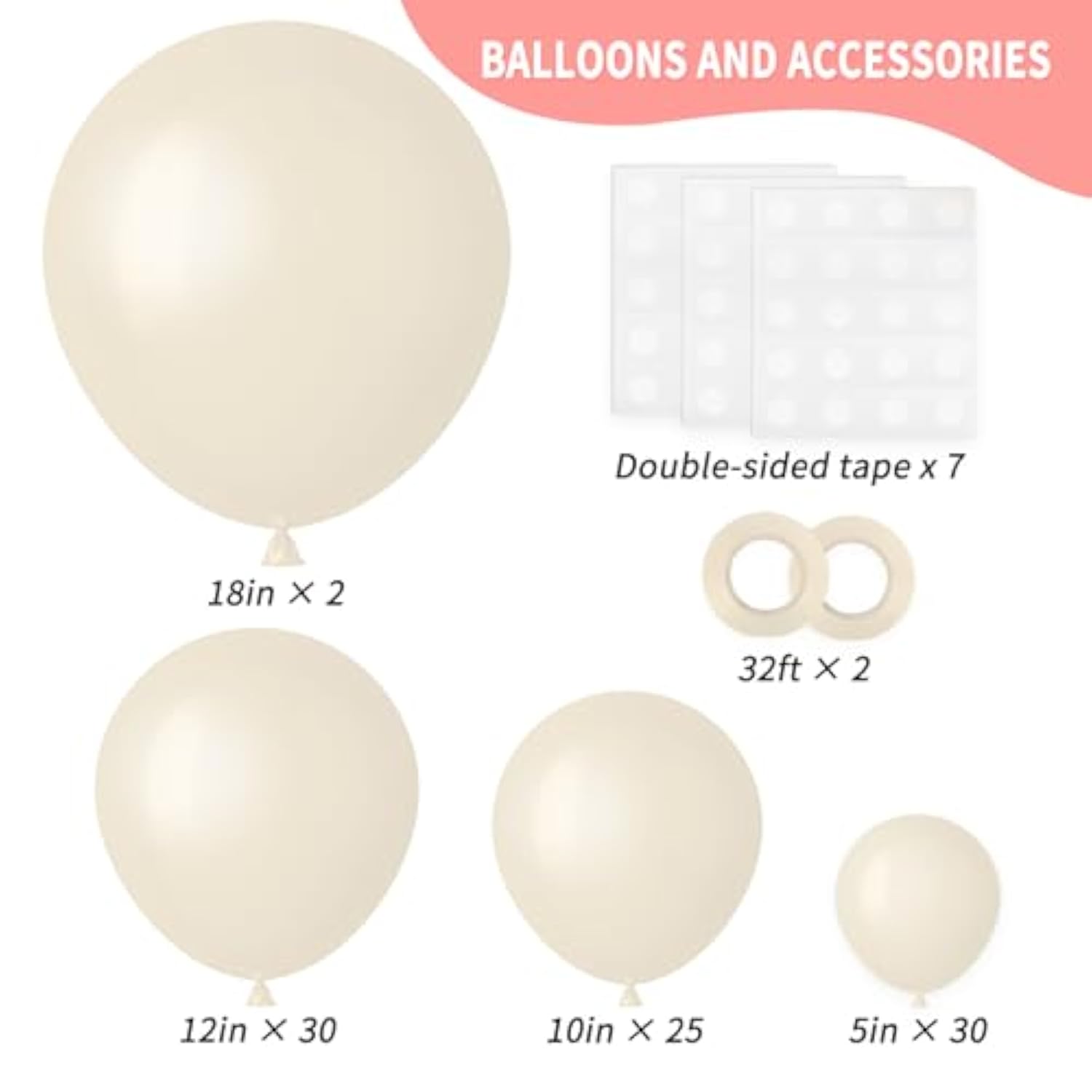 87Pcs Sand White Balloons Different Sizes 18 12 10 5 Inch For Garland Arch White Sand Party Latex Balloons For Birthday Party Graduation Wedding Anniversary Baby Shower Party Decoration