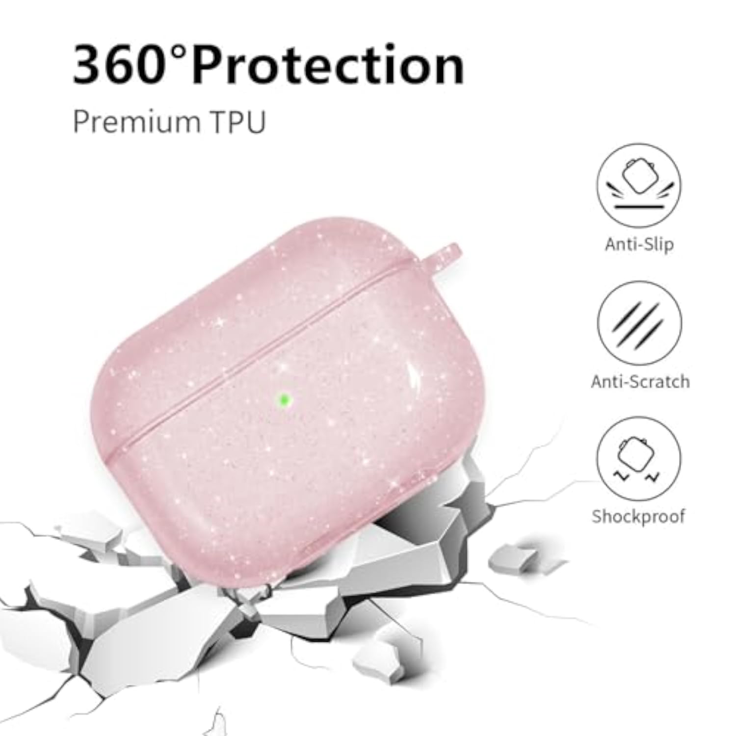 AirPods Pro 2 Case Cover 2022 Soft TPU Case Compatible with AirPods Pro 2nd/1st Generation Case with Cute Butterfly Keychain for Girls Women Glitter Pink