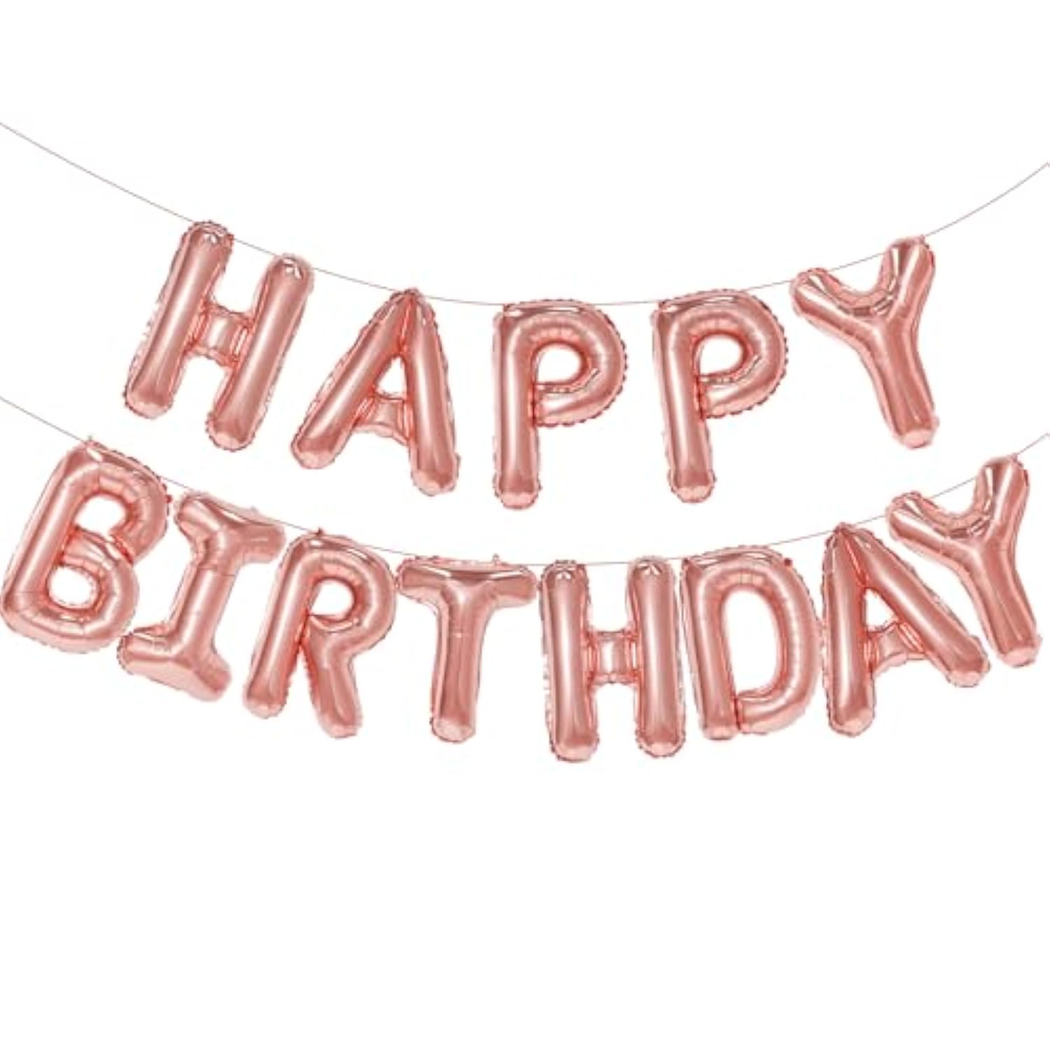 Rose Gold Happy Birthday Balloon Banner, 16 Inch Foil Mylar Happy Birthday Balloons Letters, Reusable Happy Birthday Sign, Rose Gold Birthday Decorations For Women And Girls
