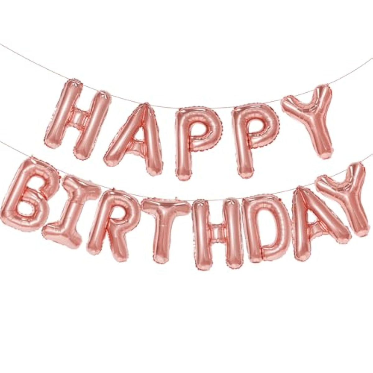Rose Gold Happy Birthday Balloon Banner, 16 Inch Foil Mylar Happy Birthday Balloons Letters, Reusable Happy Birthday Sign, Rose Gold Birthday Decorations For Women And Girls