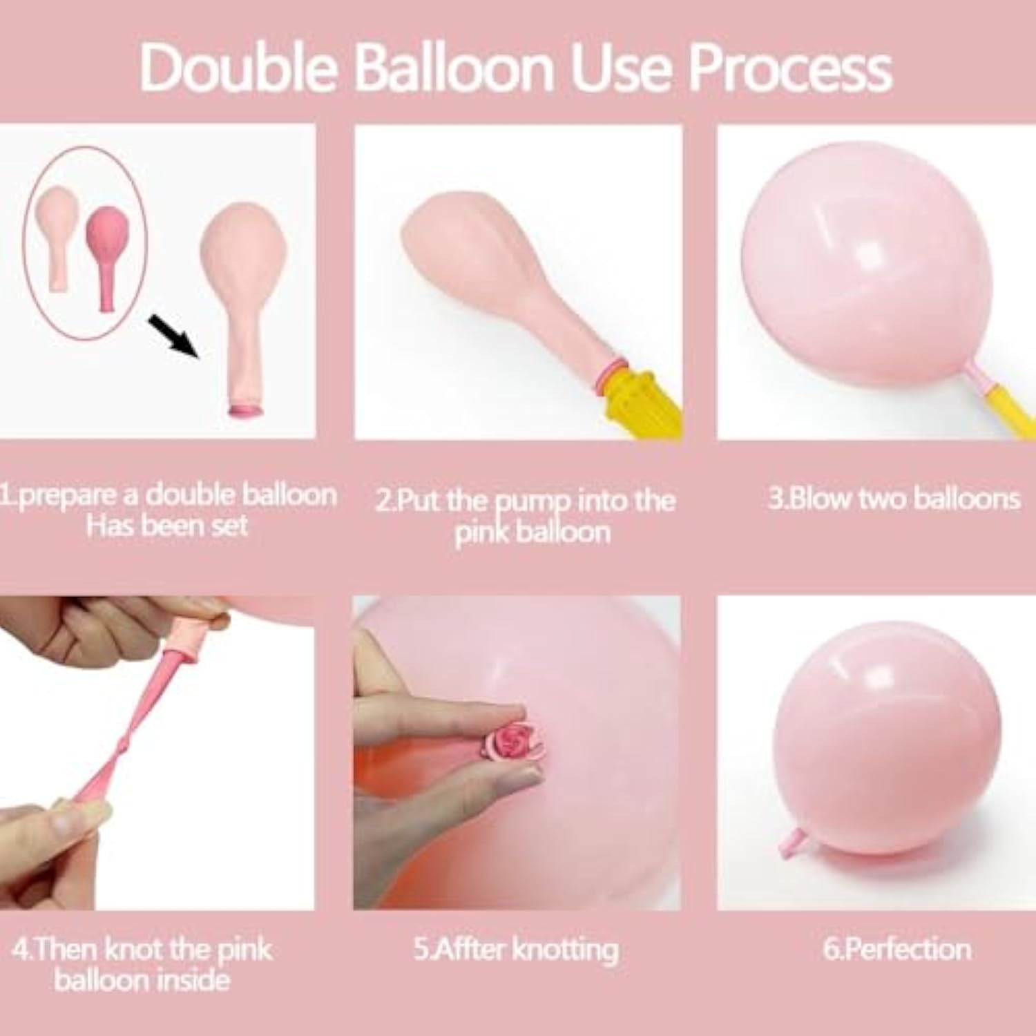 Pastel Pink Balloon Garland Kit Double Stuffed Baby Pink & Macaron Arch for Parties