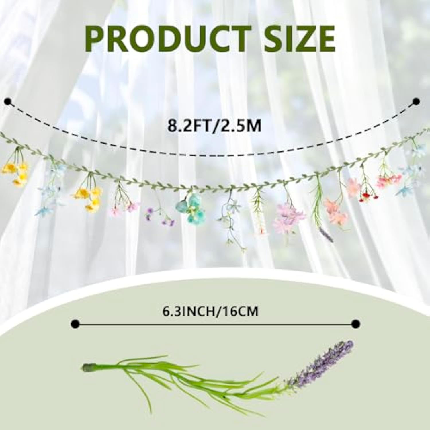 2 Pcs 6.5 Ft Artificial Flower Banner Spring Wildflower Garland Hanging Flowers For Decoration Floral Backdrop For Bridal Shower Home