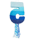 Blue Number 5 Pull-String Piñata: 5th Birthday Party Game