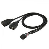 Usb 10 Pin 9Pin Motherboard Female Header To Dual Usb 2.0 Female Adapter Cable 50Cm