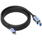 USB 3.2 Gen1 (3.0) Type-C to USB-B Cable 3M/10FT, 5Gbps, Aluminum Alloy Shell, Flame-Retardant Jacket, for MIDI Keyboard, USB 3.0 Printer, Scanner,