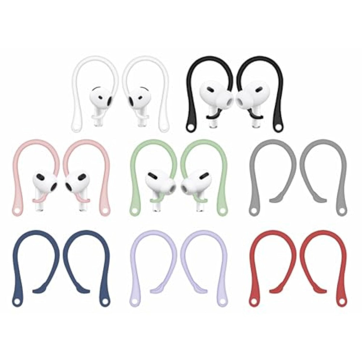 8 Pairs Ear Hooks For Airpods 4 3 2 1, Anti-Slip, Ergonomic Design, Clip Ergonomic Design Sport Accessories Compatible With Airpods Pro 2Nd 1St Black White Pink Purple Red Green Gray Blue