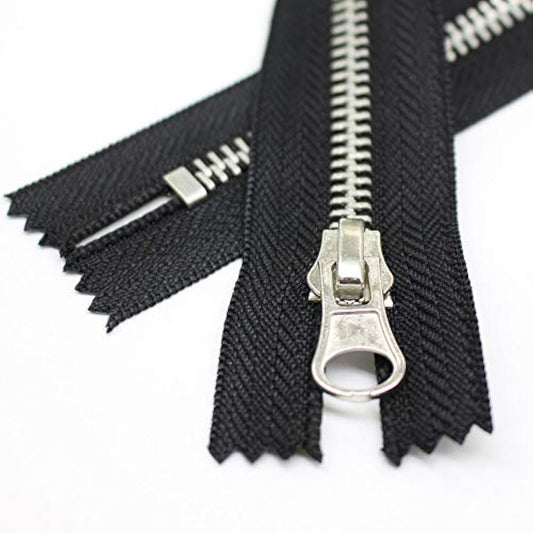 5Pcs 6 Inch Silver Metal Zippers Bulk #5 Close End Metal Zippers For S
