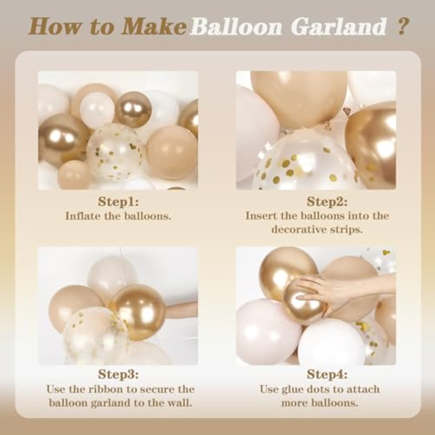 147pcs Neutral Balloon Arch Kit – Beige, Cream, Gold for Baby Shower & Parties