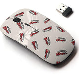 2.4G Wireless Mouse With Cute Pattern Design For All Laptops And Desktops With Nano Receiver - Transportation Theme Firetruck Cartoon