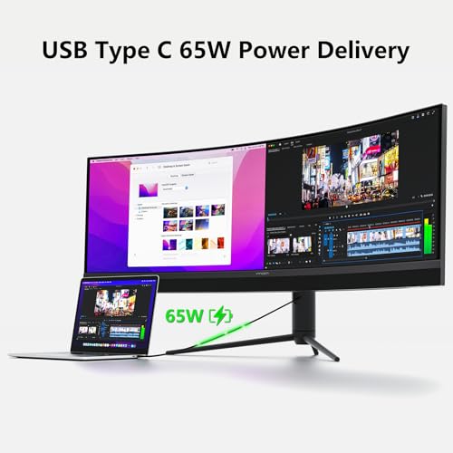 45C1R 45 Inch 5120 X 1440P Ultrawide Curved Gaming Monitor, R1500, Hdr400, Usb Type-C 90W Power